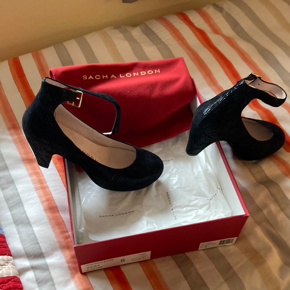 Black platform heels with ankle strap